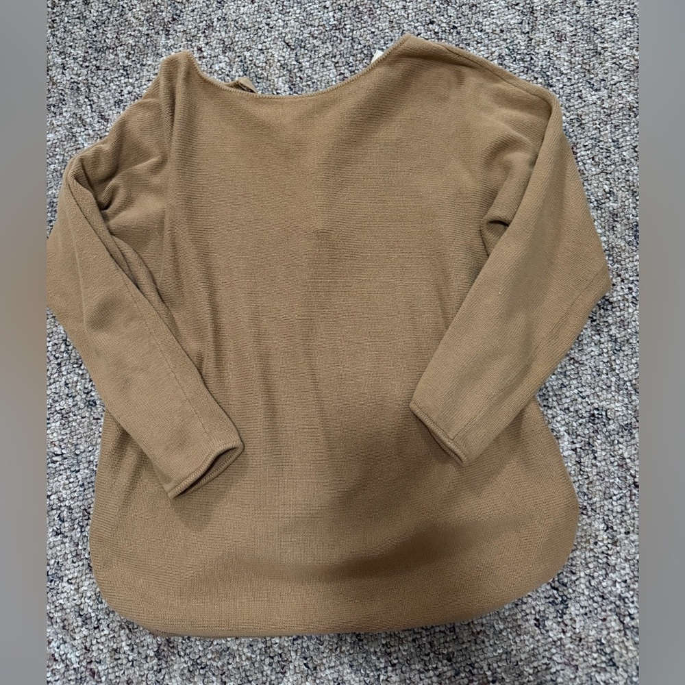 Michael Kors Tan Knit Sweater with Gold Zipper